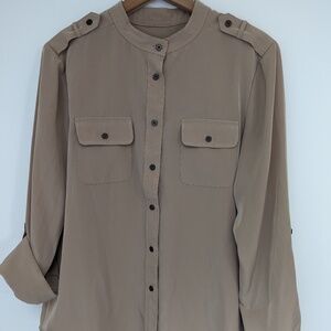 Jones New York Tan Button down, Size Large